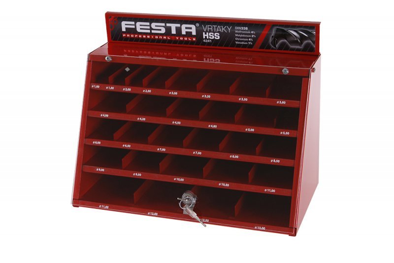 Box s vrtáky do kovu 1,0-13,0mm válcované HSS-R DIN338 525ks FESTA PROFIT Sklad16 FT-19802
