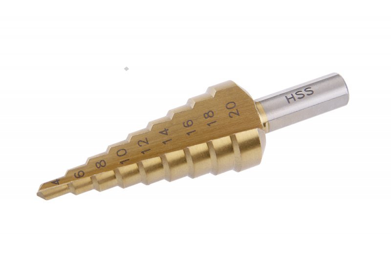 Vrták stupňovitý 4-20mm x 2mm HSS-TiN 9 stupňů FESTA PROFIT Sklad16 FT-20490